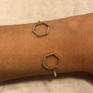 Melanie Auld Gold and Pave Hexagon Bracelet